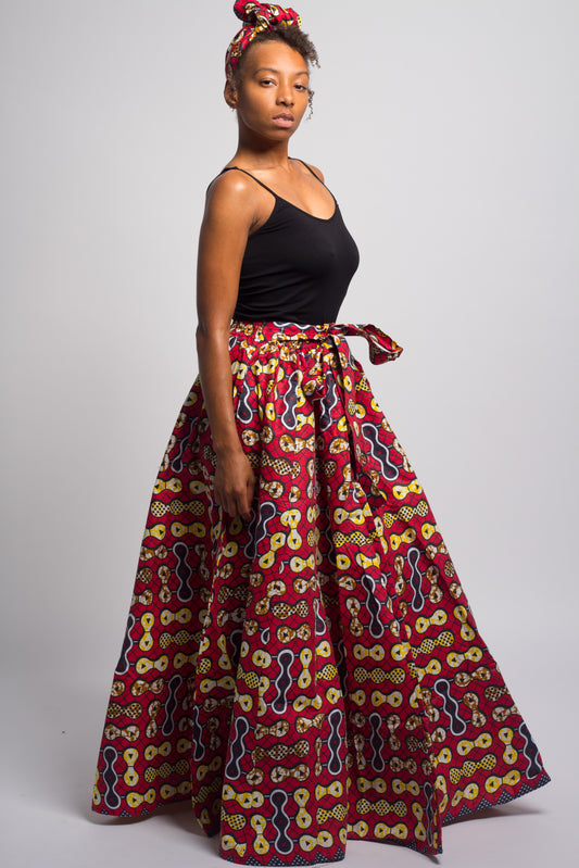 Tribal Print Skirt (Wine Red)